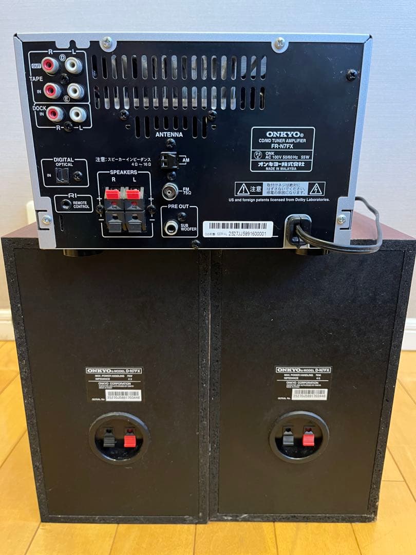 ONKYO ミニコンポ スピーカー2個付き FR-N7FX リモコン稼働