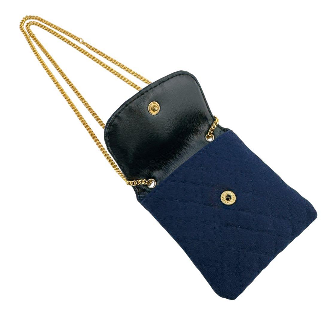 シャネル コットンキャンバス マトラッセ ココマーク チェーンショルダー ポーチ