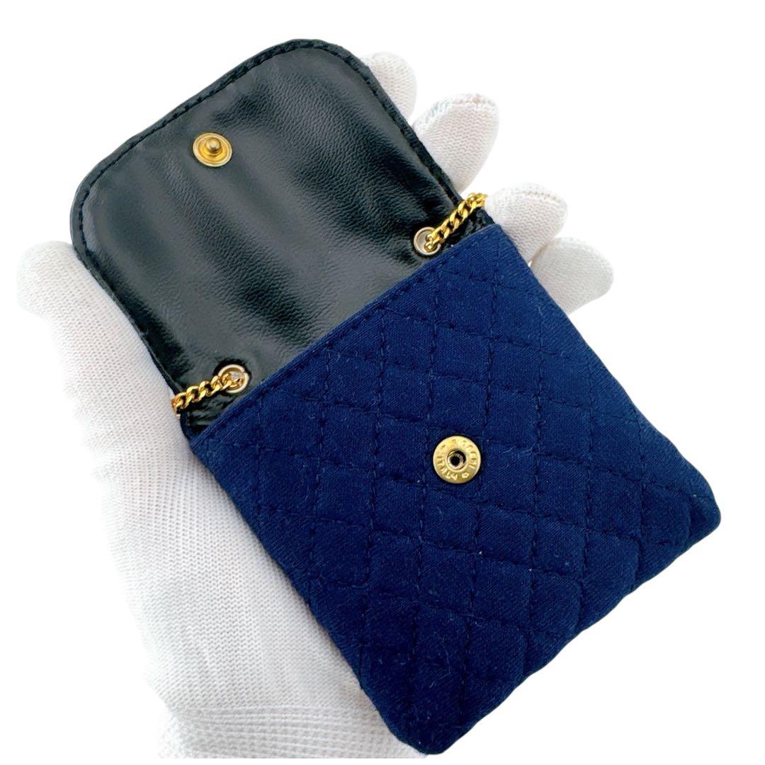 シャネル コットンキャンバス マトラッセ ココマーク チェーンショルダー ポーチ