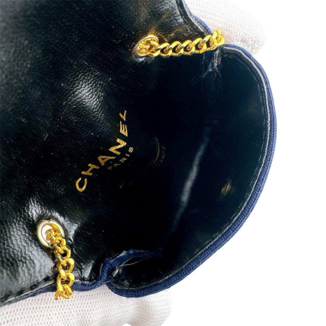 シャネル コットンキャンバス マトラッセ ココマーク チェーンショルダー ポーチ