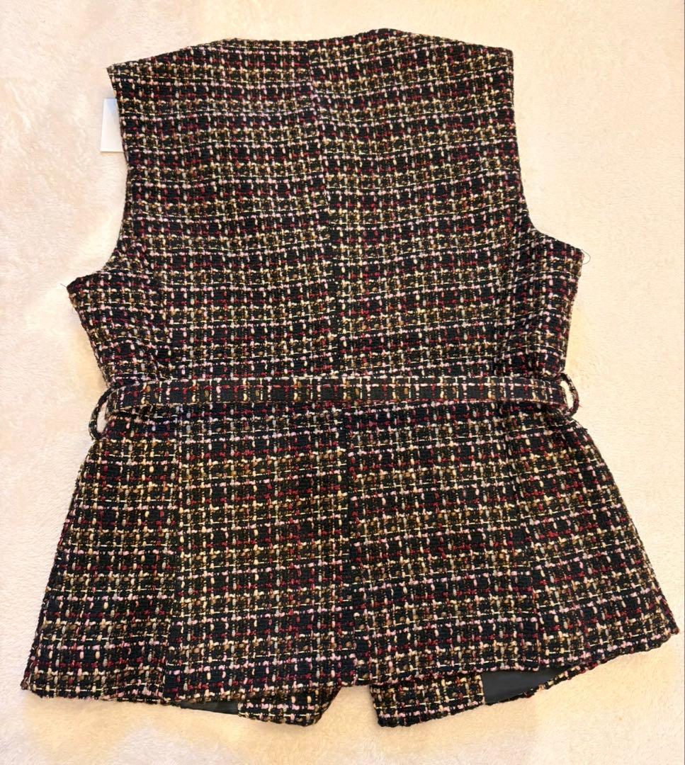 ZARA ベルト付きテクスチャーベスト S