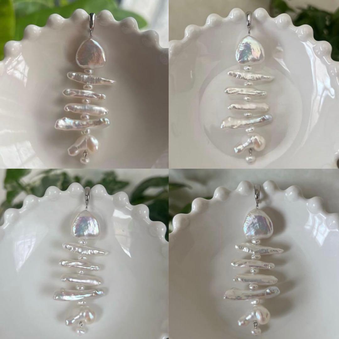 葉子様3点まとめ商品オイスターパールフックピアス　ペンダントトップ　蝶々ブローチ