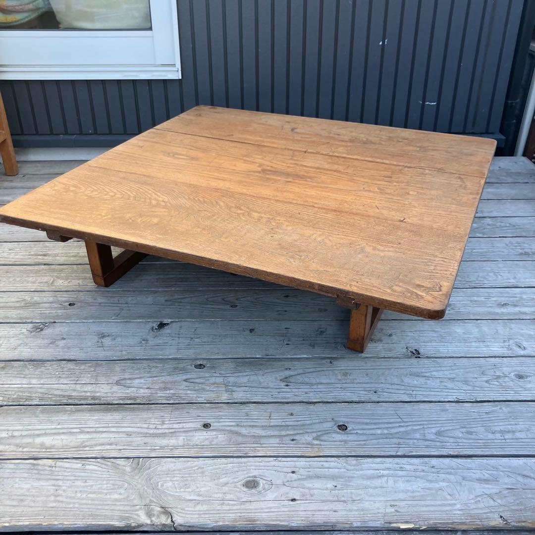 昭和レトロ 古家具 無垢材 木製座卓 ちゃぶ台 センターテーブル ローテーブル