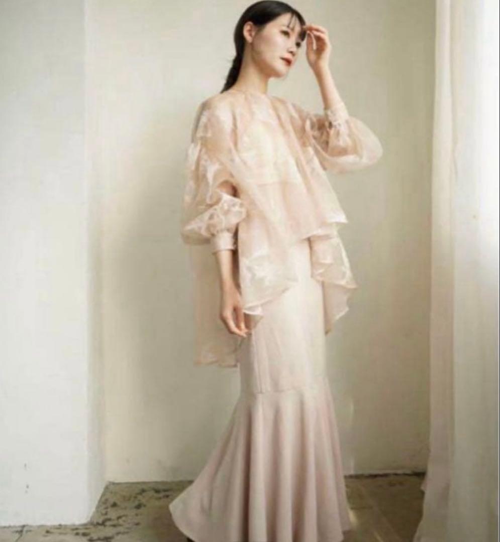 Acka シュフォン シアー ブラウス フラワー ベージュ オケージョン