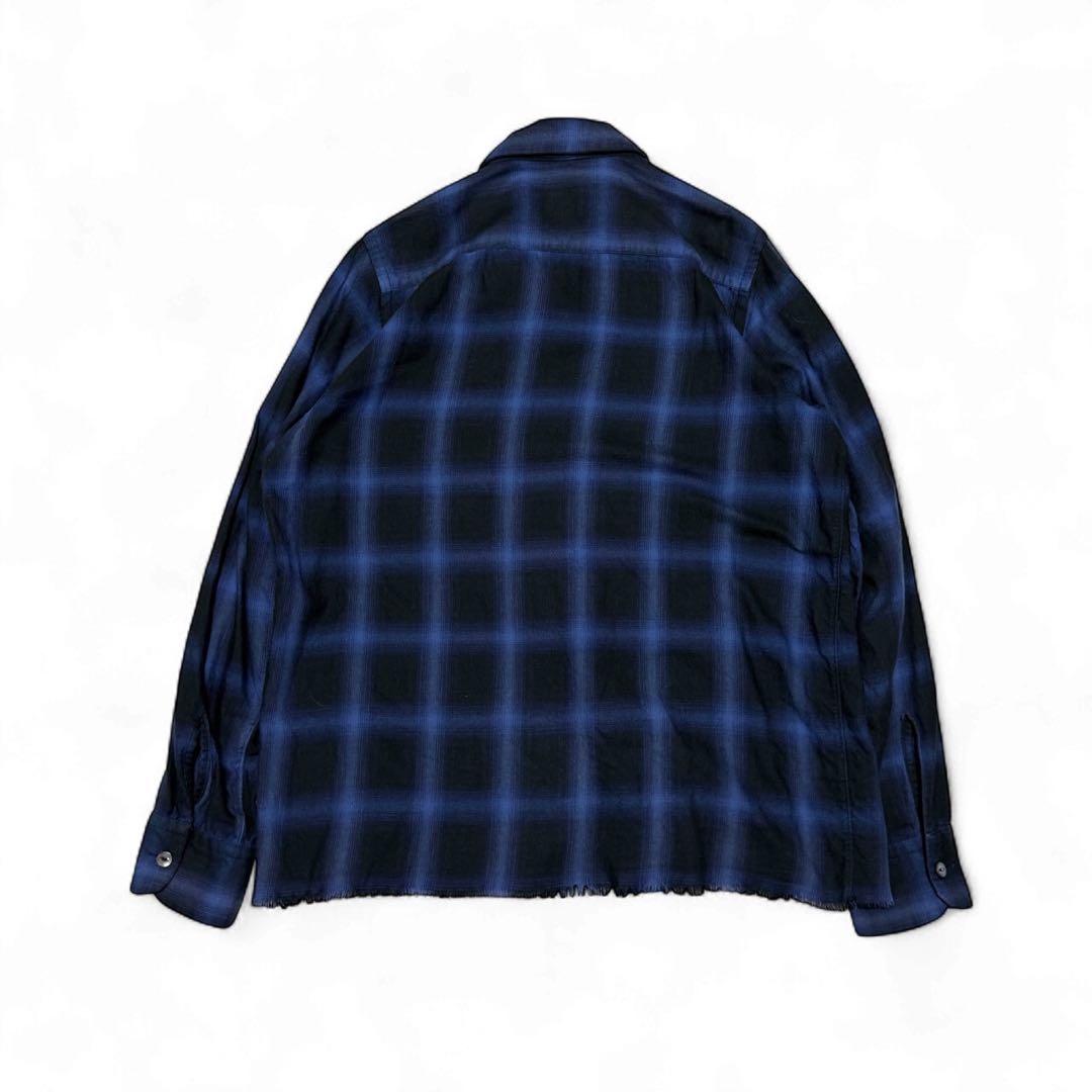 Needles オンブレチェックシャツ ネイビー M カットオフ
