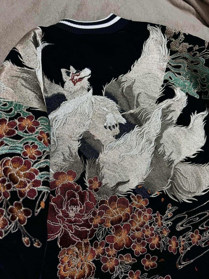 未使用 別珍 キツネ 桜 SKAJAN 日本スカジャン unisex 美品