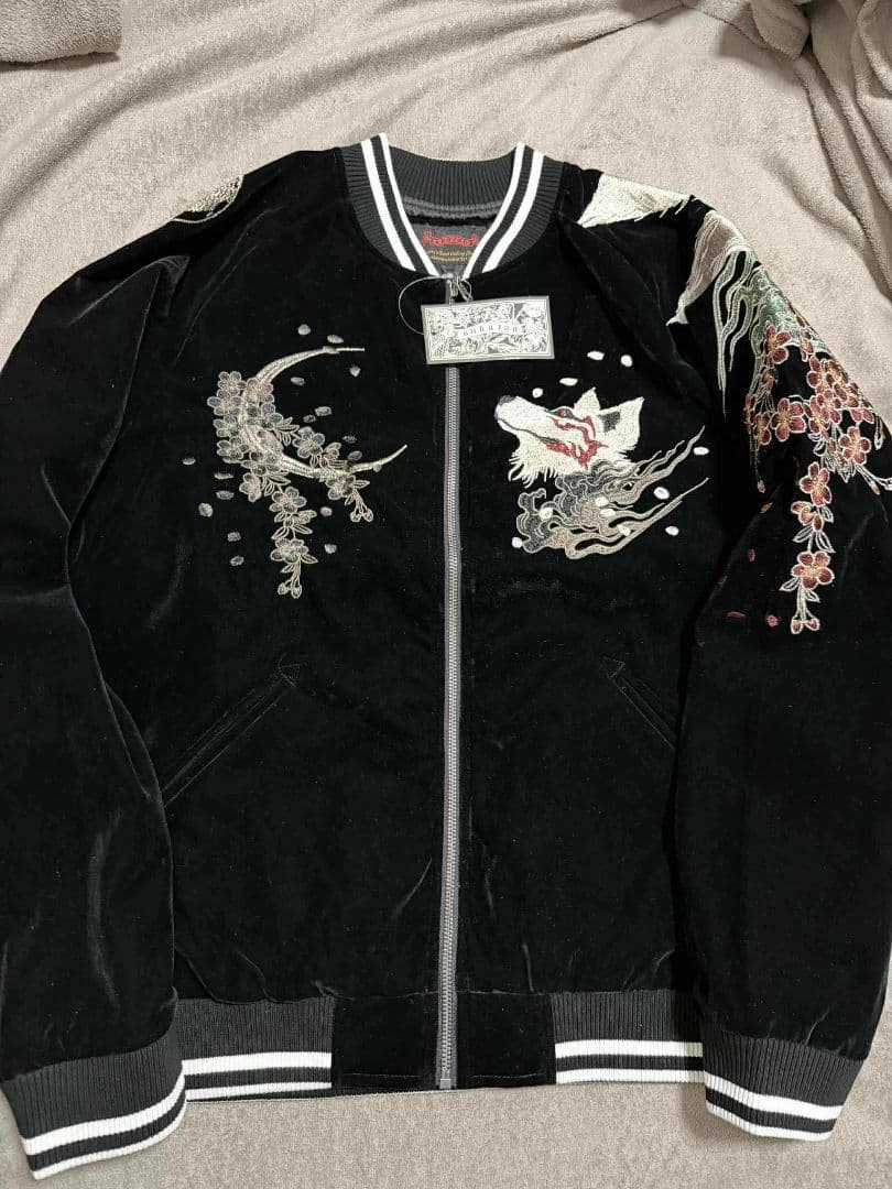 未使用 別珍 キツネ 桜 SKAJAN 日本スカジャン unisex 美品