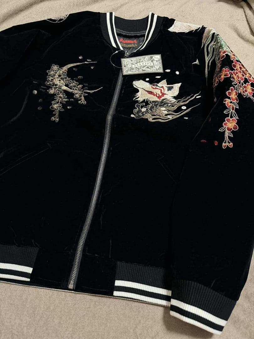 未使用 別珍 キツネ 桜 SKAJAN 日本スカジャン unisex 美品