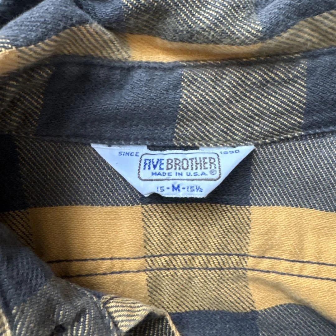 FIVE BROTHER イエロー ブラックチェックシャツ