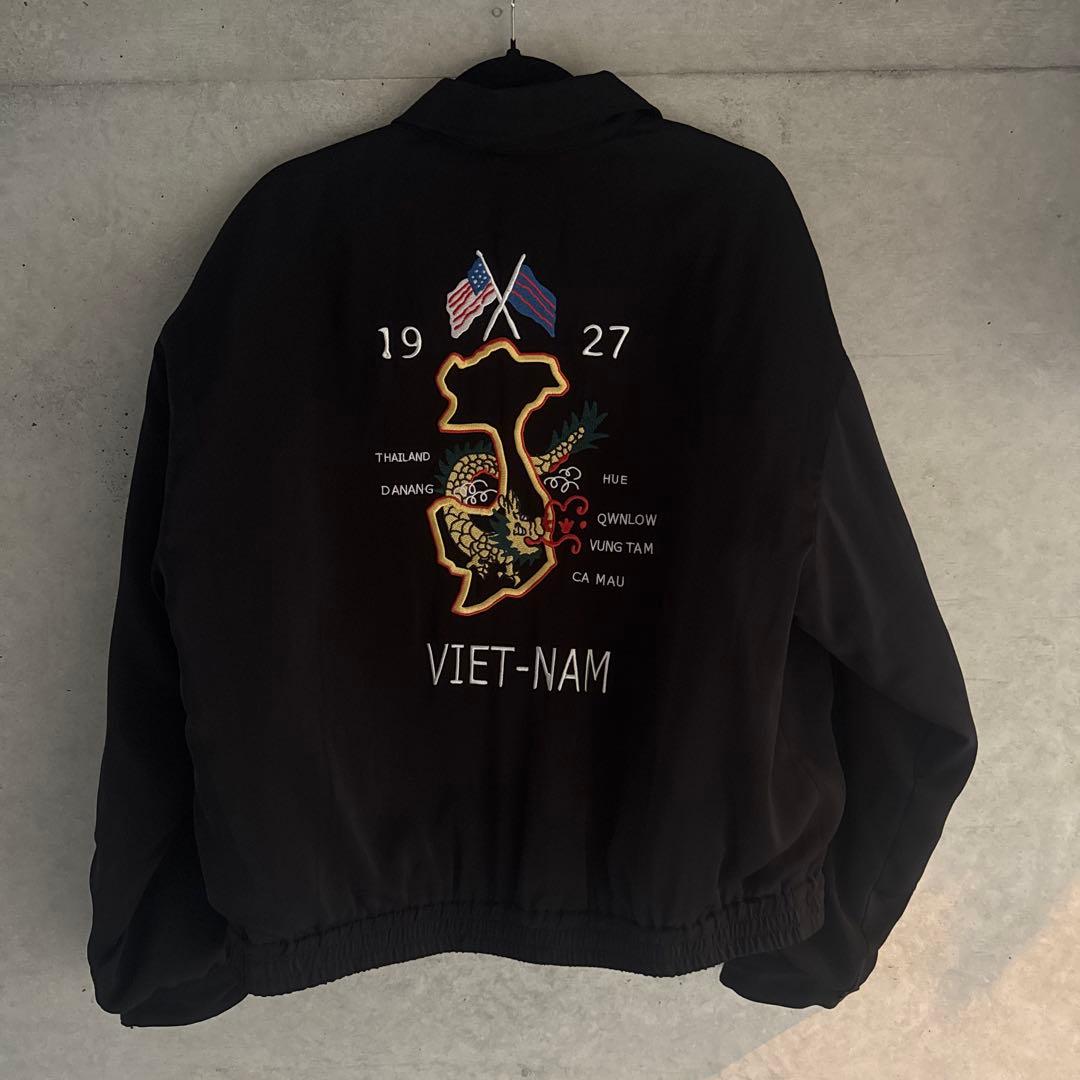 Towncraft ブラック スカジャン ベトナム刺繍　L