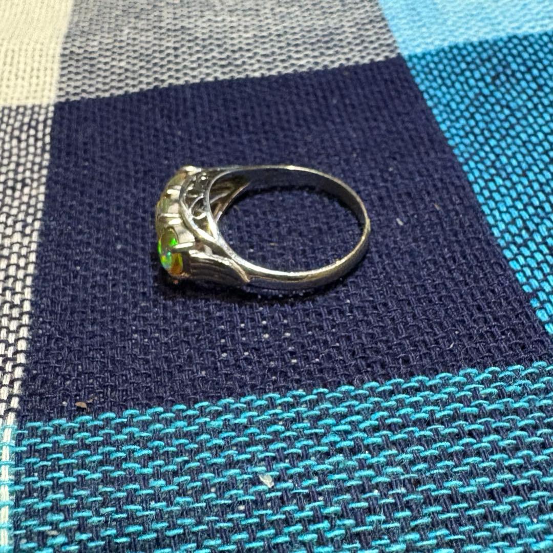 K14WG オパール3石 リング 約2.5g 箱あり