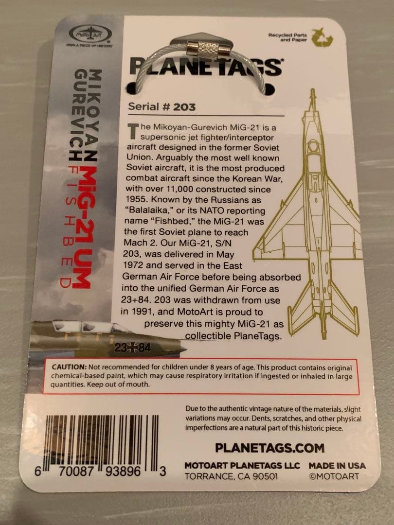 Planetags ドイツ軍 MiG-21 フィッシュベッド タグ キーホルダー