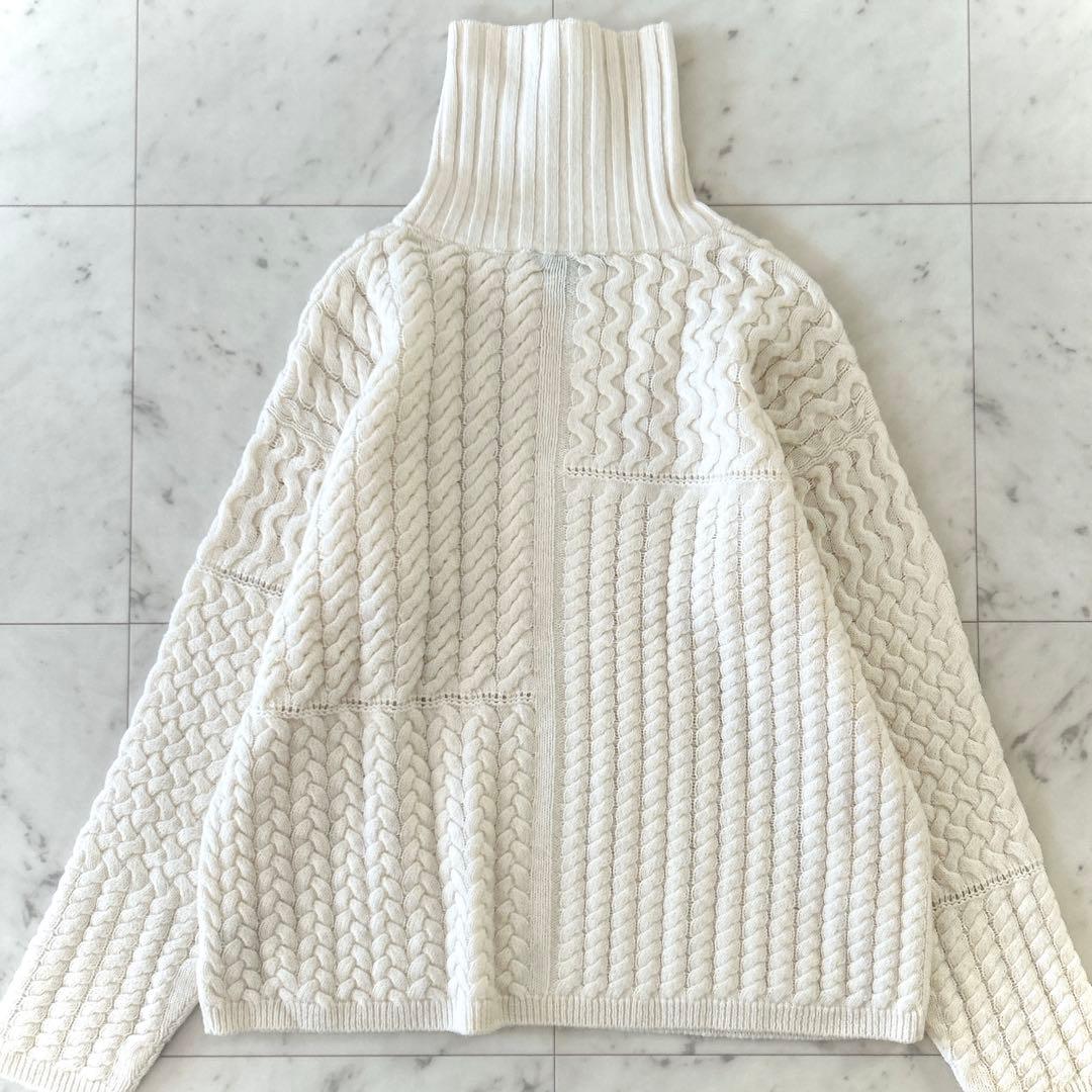 美品 Theory セオリー ウール カシミヤ ケーブルニット プルオーバー