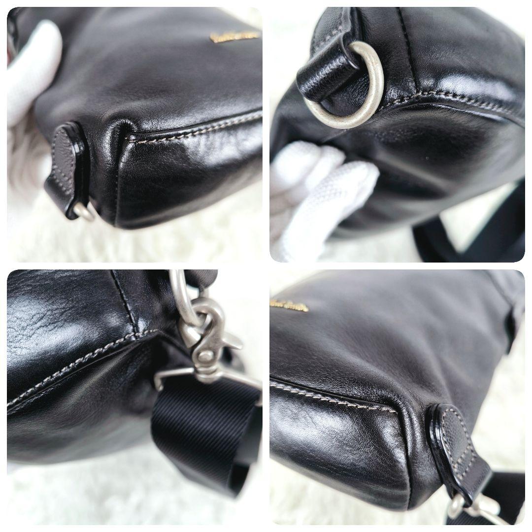 【美品】Paul Smith ボディバッグ レザー ブラック ゴールドロゴ