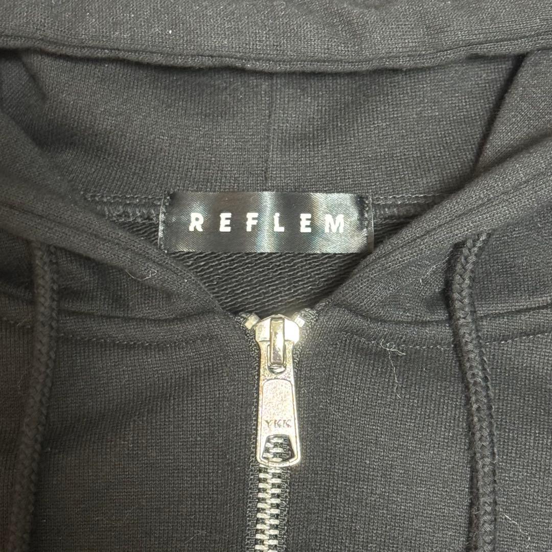 REFLEM レフレム クロス総柄 ラインストーン 十字架 パーカー 黒×紫