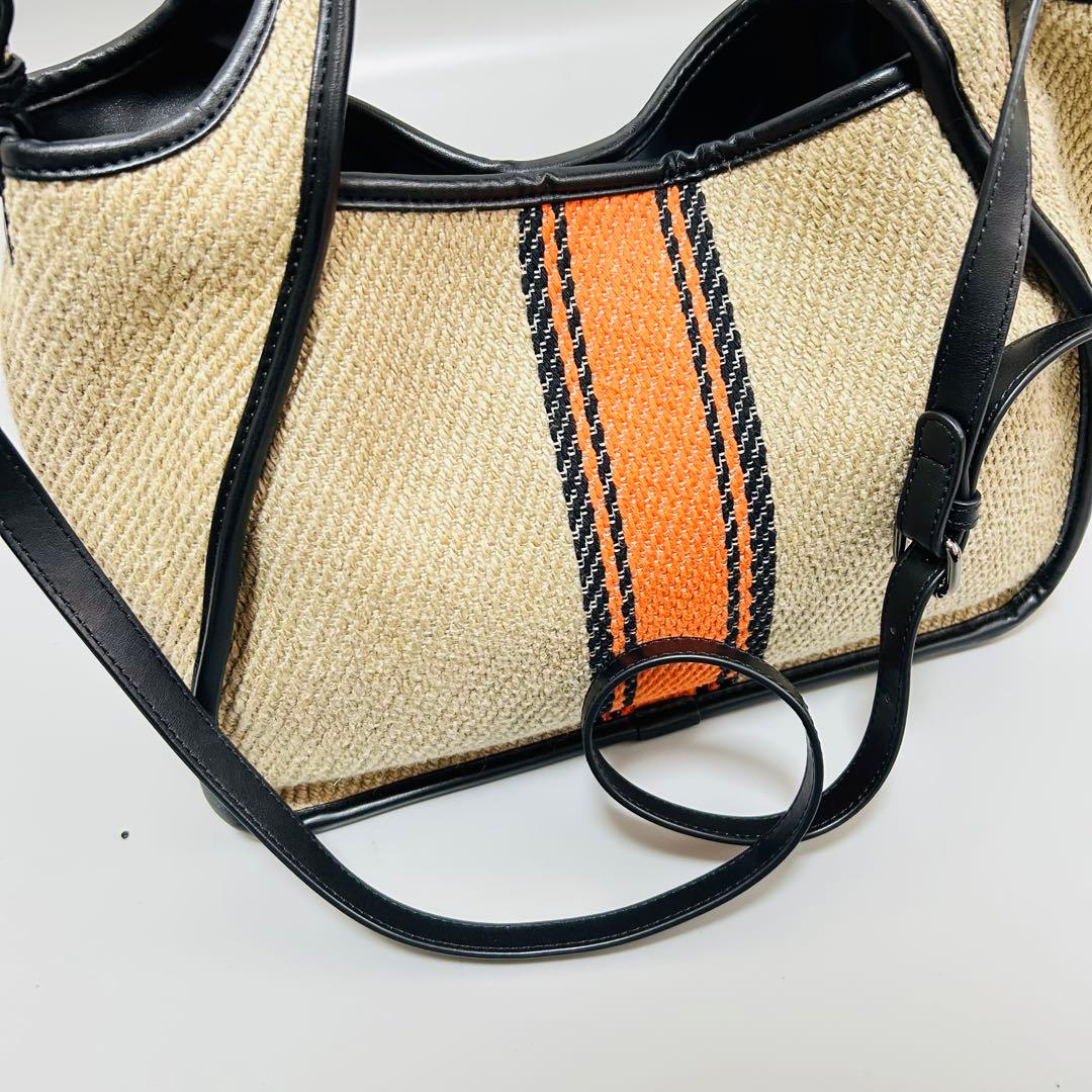 STELLAMcCARTNEY リネン×レザー2WAY ハンドバッグ ベージュ系