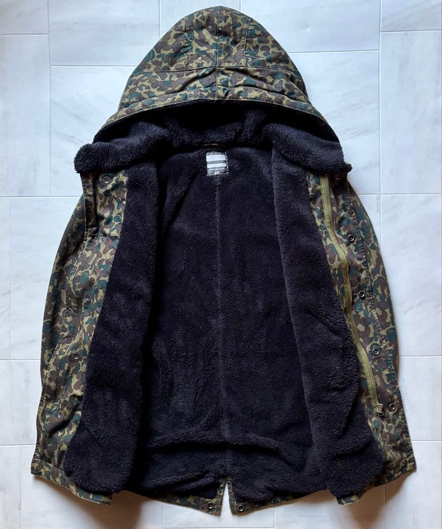 【日本製】 桃太郎ジーンズ 迷彩柄モッズコート 裏地ボア サイズ38