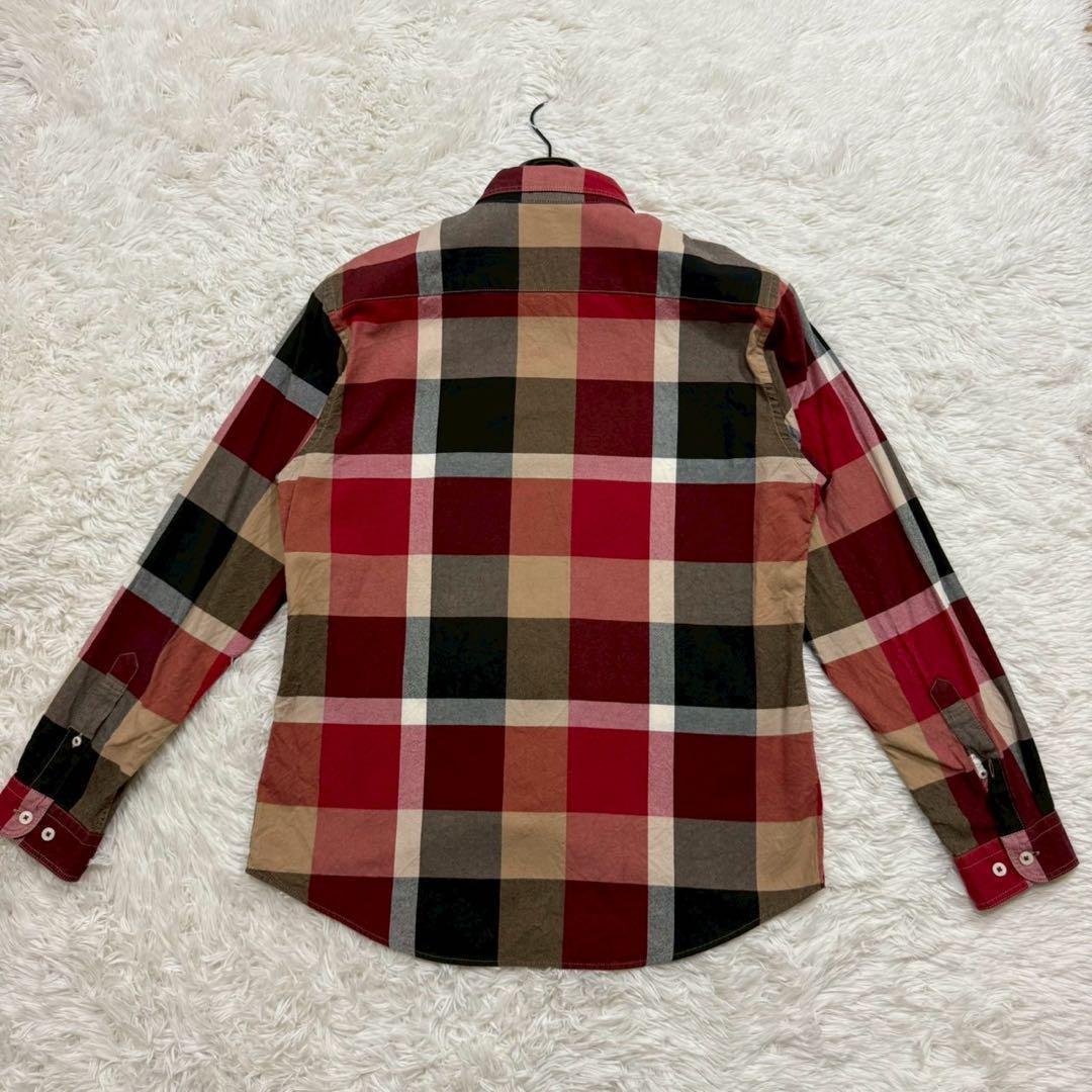 ✨極美品/L✨ブラックレーベルクレストブリッジ ネルシャツ チェック ロゴ 刺繍