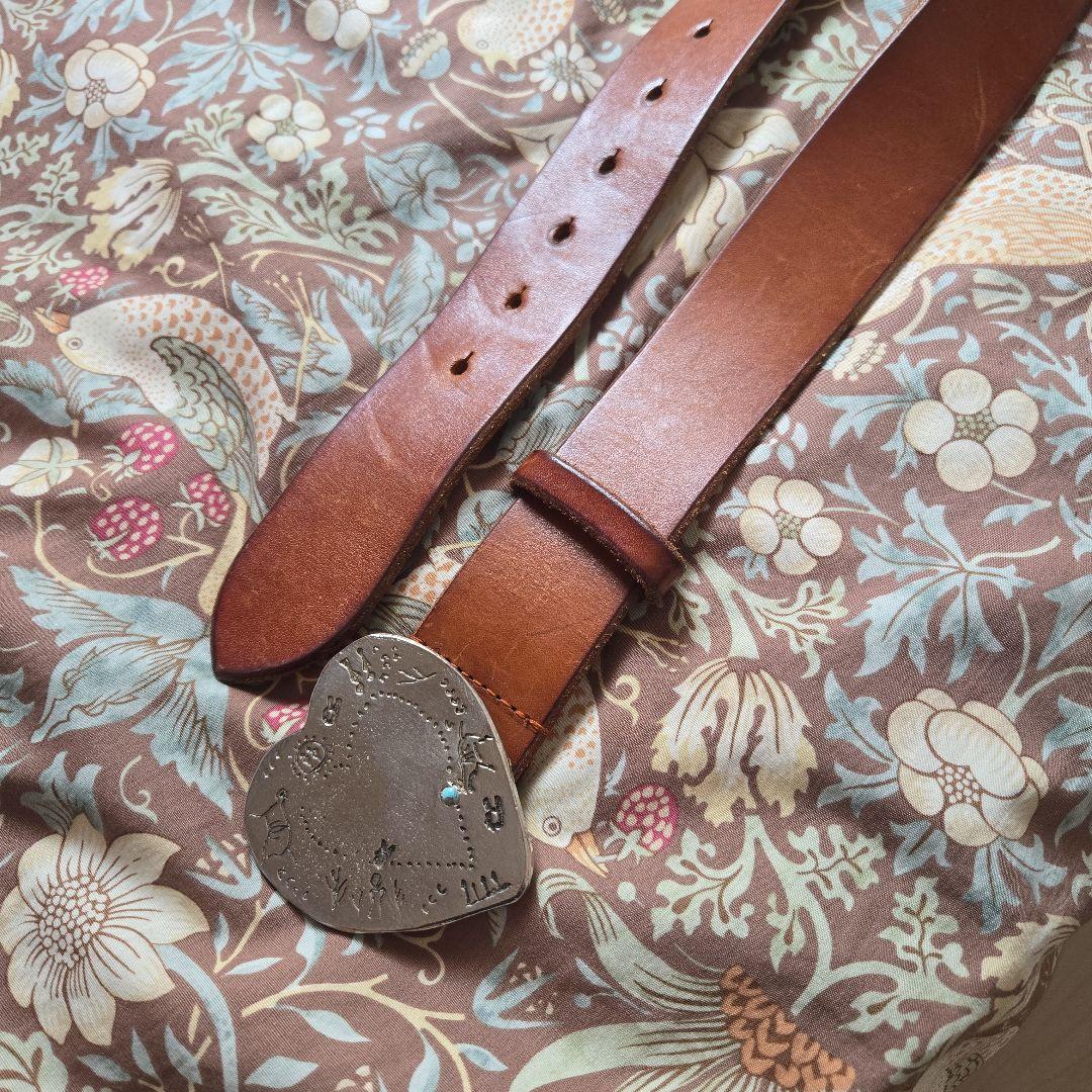 【希少】45rpm 45R ブラウンレザー ハート型バックル ベルト