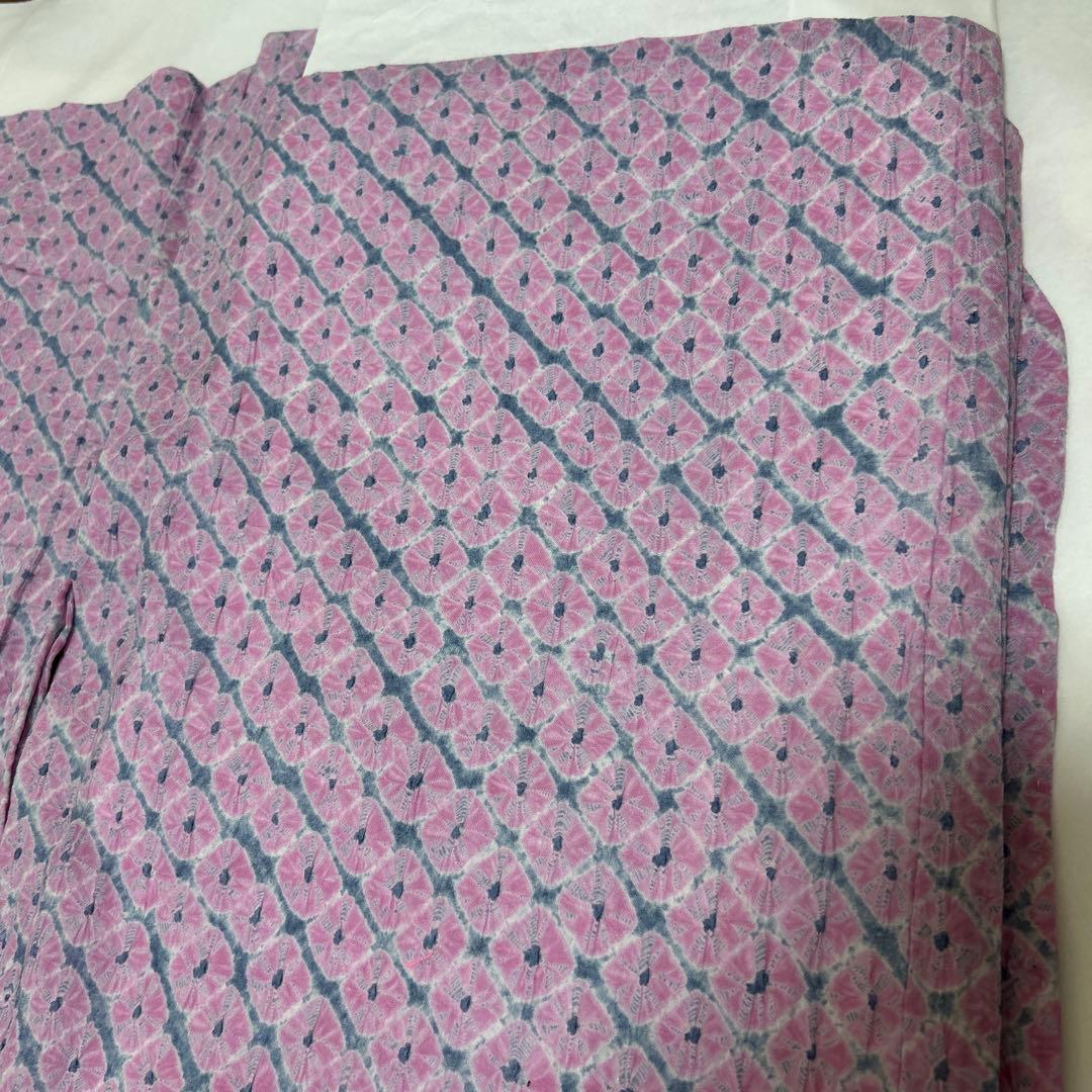 【新品・未使用】有松絞り　蜘蛛の巣絞り　浴衣　お仕立て上がり　ピンク