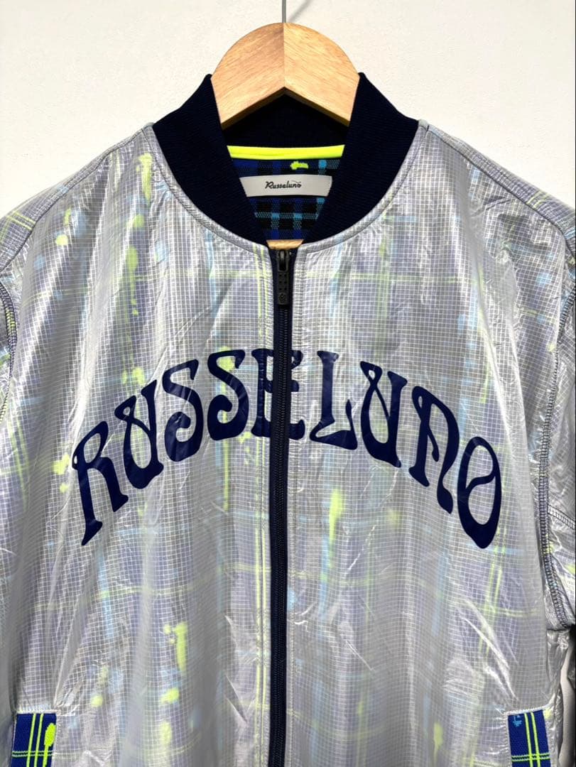 ラッセルノ ブルゾン 2重素材 表ナイロン100% シアー ブルーチェック柄 L