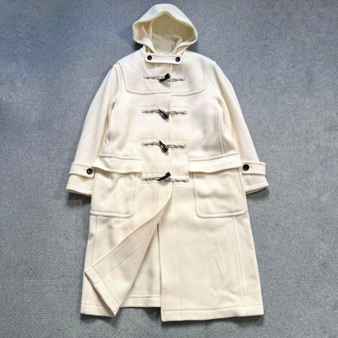 【美品】23区 ヘリンボーン ダッフルコート アイボリー 38