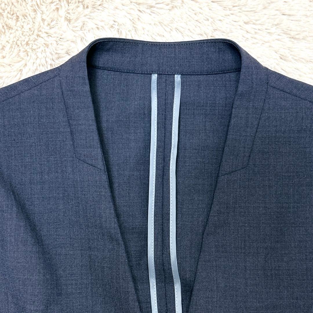 【美品】グリーンレーベルリラクシング ネイビー スーツ ノーカラー パンツ M