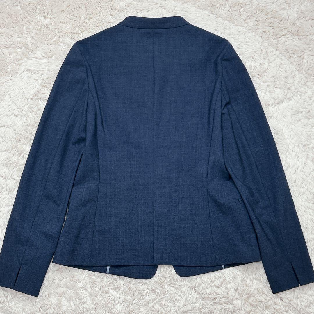 【美品】グリーンレーベルリラクシング ネイビー スーツ ノーカラー パンツ M