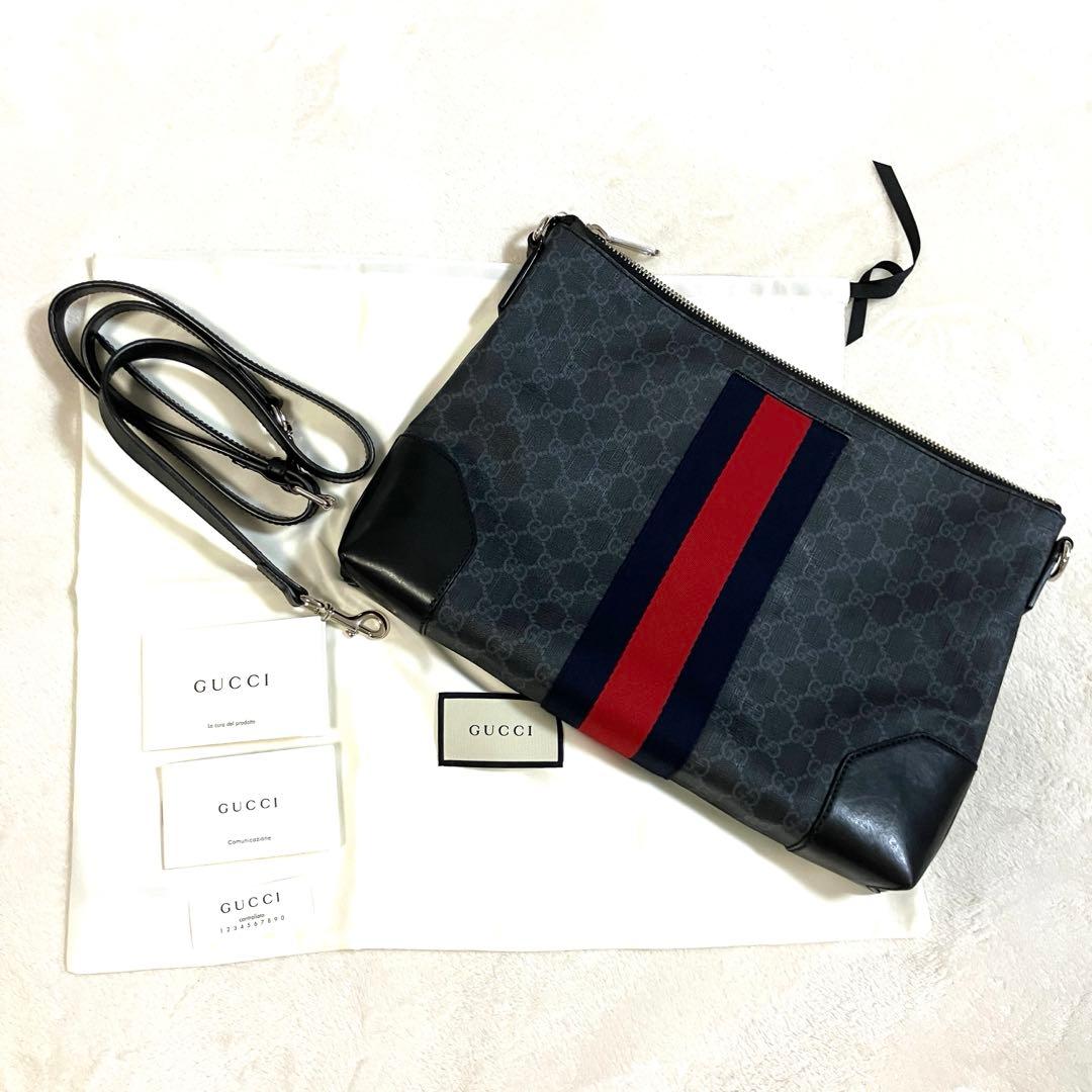 グッチ ショルダーバッグ レザー×PVC GG柄 シェリーライン A4