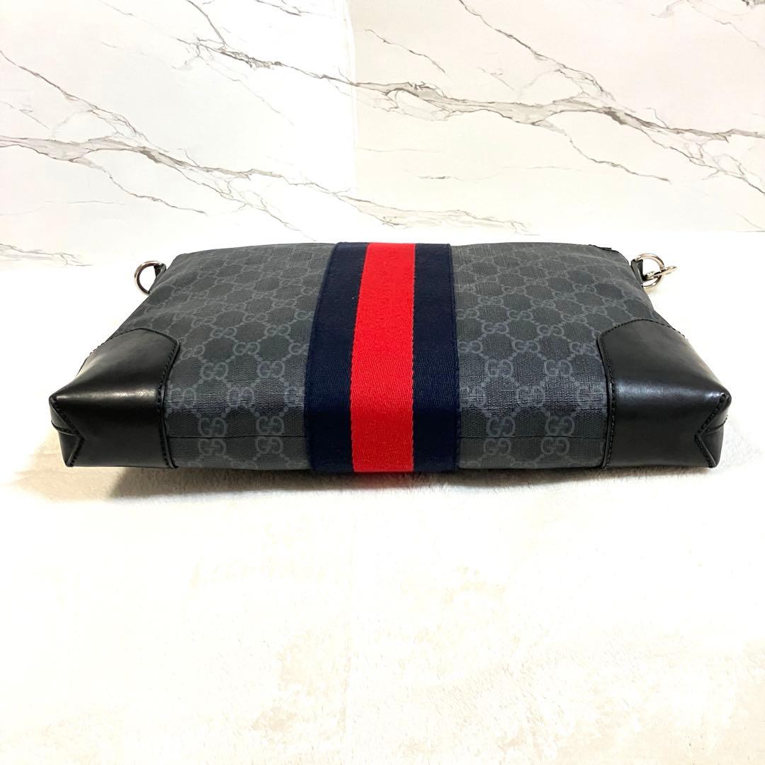 グッチ ショルダーバッグ レザー×PVC GG柄 シェリーライン A4