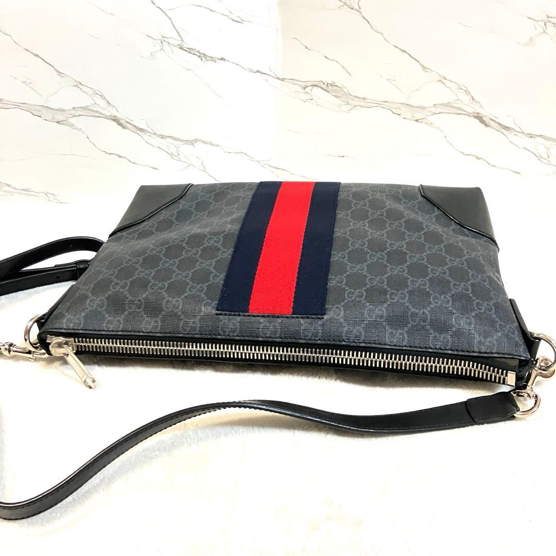 グッチ ショルダーバッグ レザー×PVC GG柄 シェリーライン A4