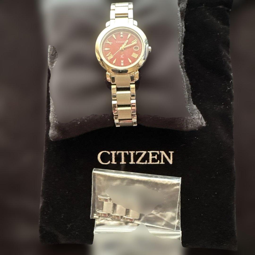 CITIZEN XC アナログ電波時計 赤 ES9440-51X