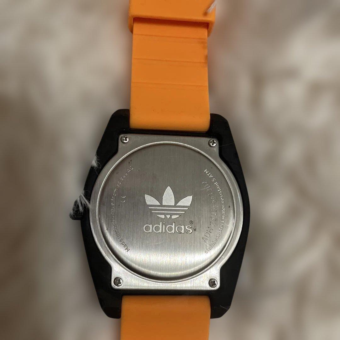 レア！ビックフェイスadidas シリコンバンド時計 オレンジ/ブラック