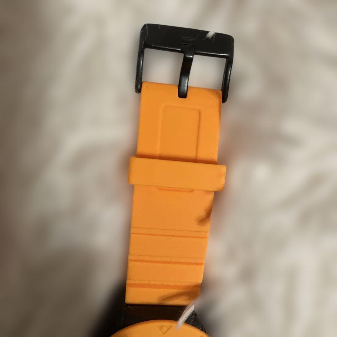 レア！ビックフェイスadidas シリコンバンド時計 オレンジ/ブラック