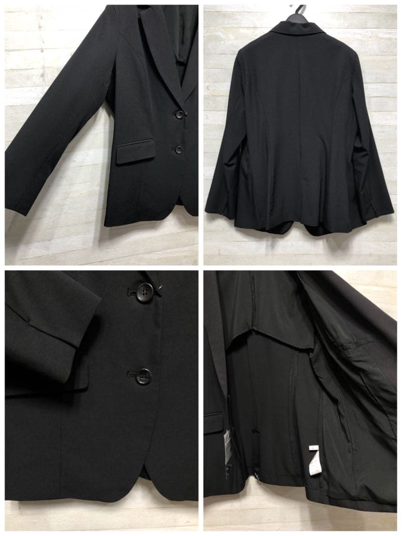 新品☆19号LL3L♪黒系無地♪薄くて軽いお仕事♪洗えるパンツスーツ◯D337