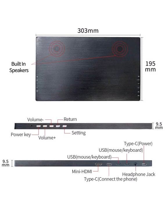 モバイルモニター ポータブルモニター 1920x1080P モバイルディスプレイ