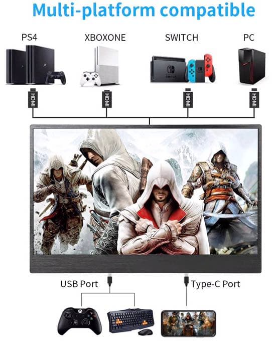 モバイルモニター ポータブルモニター 1920x1080P モバイルディスプレイ