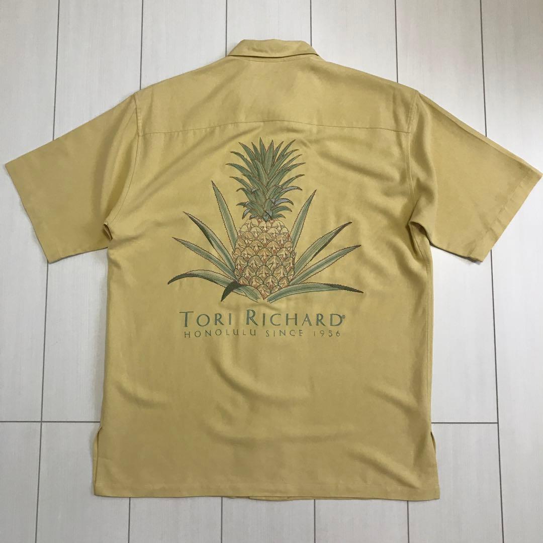 90'sビンテージ古着！TORI RICHARD パイナップル刺繍 シルクシャツ