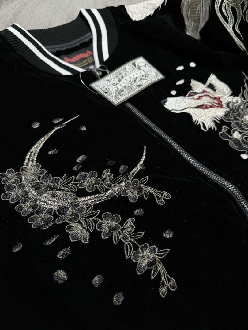 未使用 別珍 キツネ SKAJAN 日本 スカジャン unisex 美品　桜