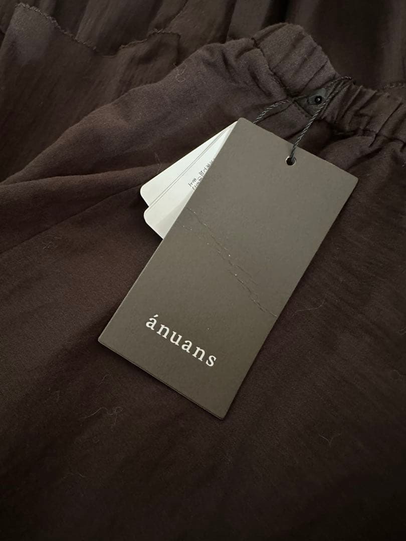 【新品タグ付き】anuans コットンクレープティアードスカートS /BROWN