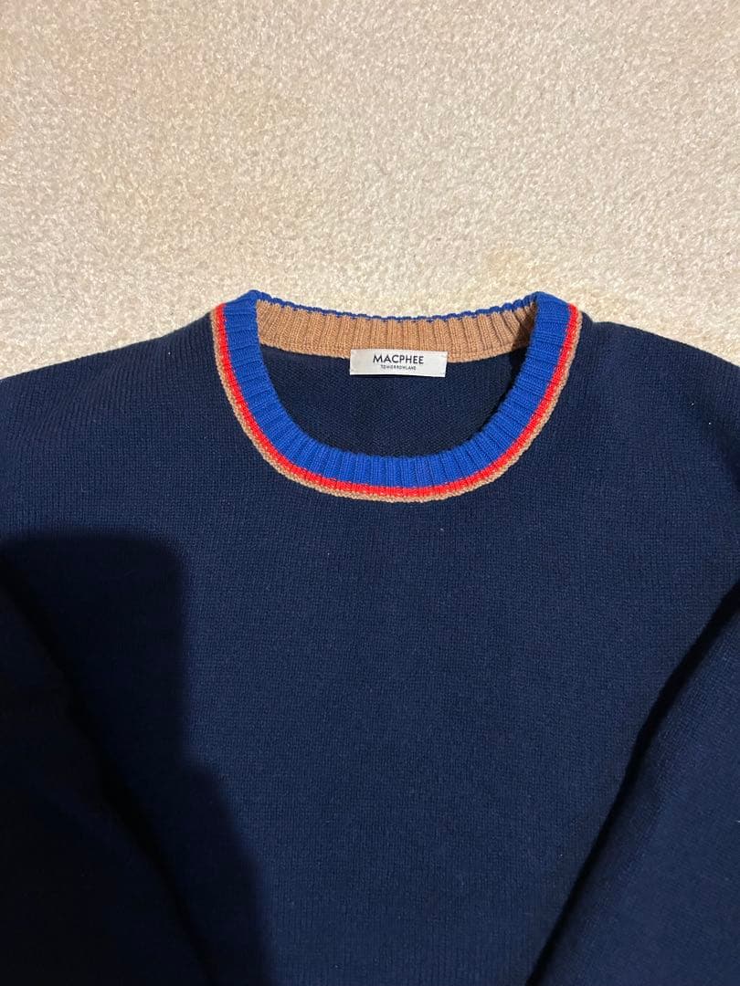 NZ LAMBS クルーネックプルオーバー MACPHEE 長袖ニット　ネイビー