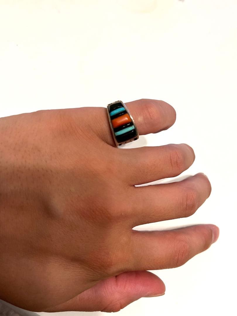 インディアンジュエリーインレイリングメンズ