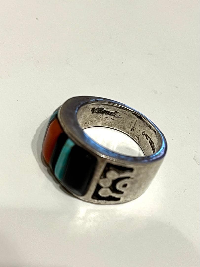 インディアンジュエリーインレイリングメンズ