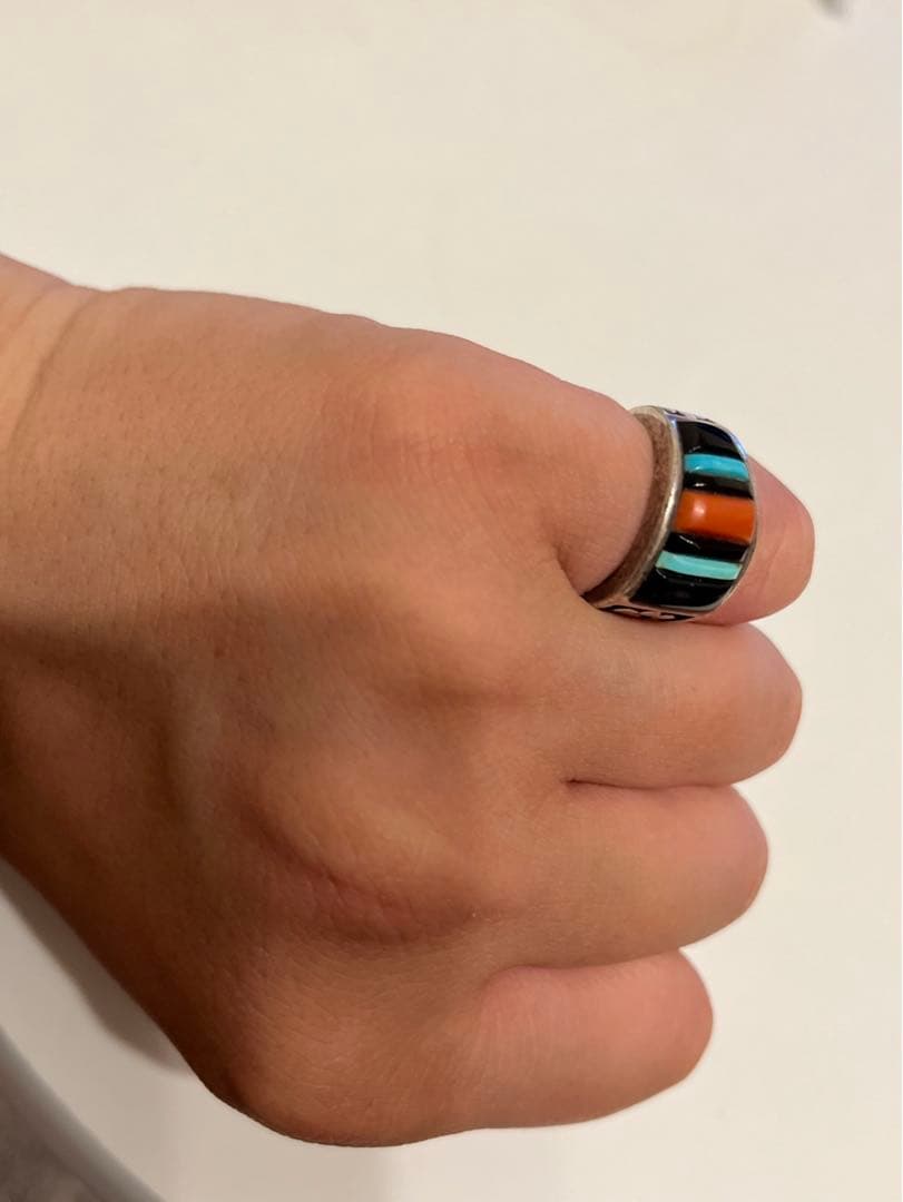 インディアンジュエリーインレイリングメンズ