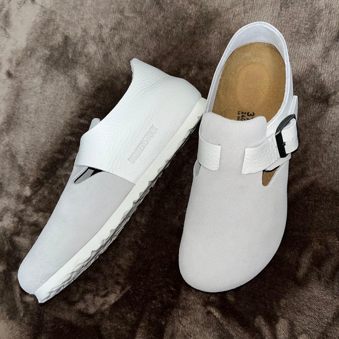 ビルケンシュトック ロンドン ホワイト レザー スエード サンダル　37 白