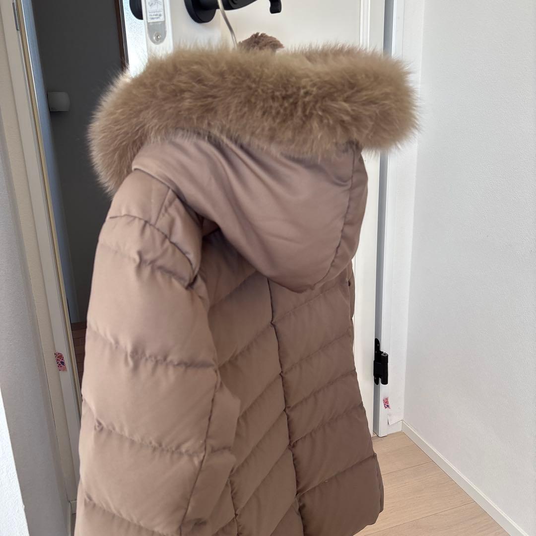 INDIVI ブラウン ダウンジャケット 取り外し可能ファー付き