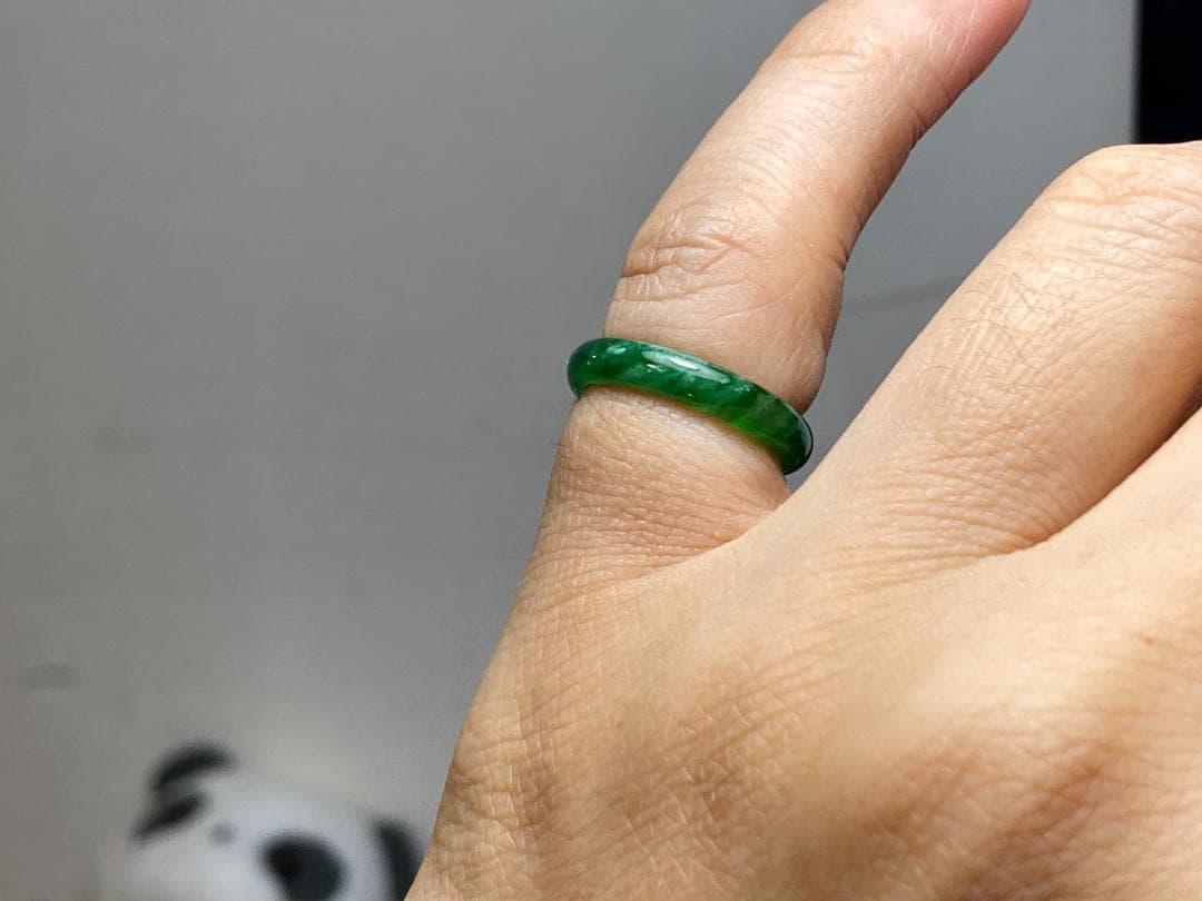 L16-05 ピンキーリング 氷種 4.5号 陽緑グアテマラ産A貨本翡翠くりぬき