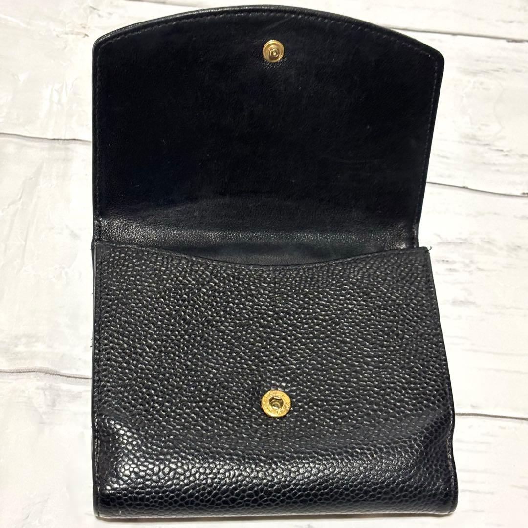 シャネル 財布 キャピアスキン ココマークWホック コンパクト 黒 ブラック