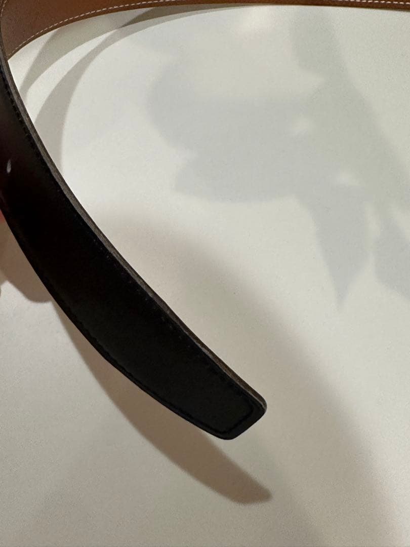 【即日発送】エルメス 80 レザーベルト 黒 茶色　リバーシブル