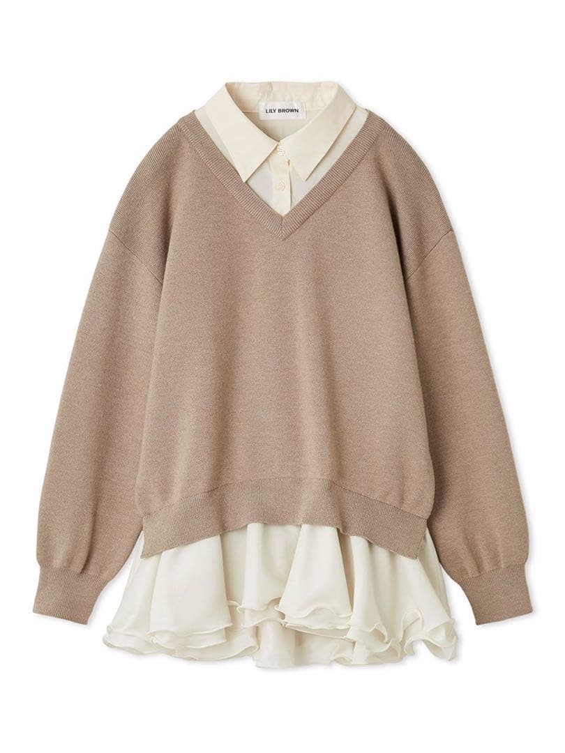 lilybrown シャツドッキングフリルミニワンピース